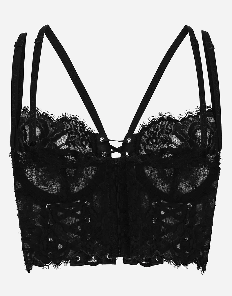 Lace lingerie corset with straps and eyelets