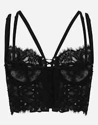Lace lingerie corset with straps and eyelets