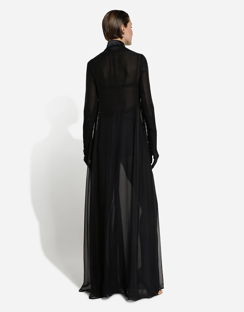 Silk chiffon duster coat