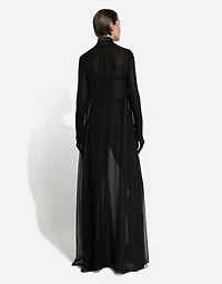 Silk chiffon duster coat