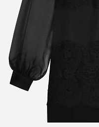Short organza dress with lace inlay