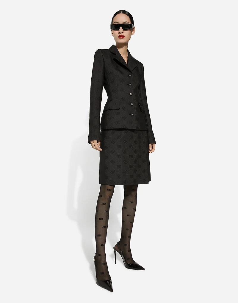 Quilted jacquard midi skirt with DG logo
