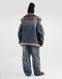 Denim jacket with fur