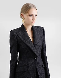 Single-breasted floral quilted jacquard Turlington jacket