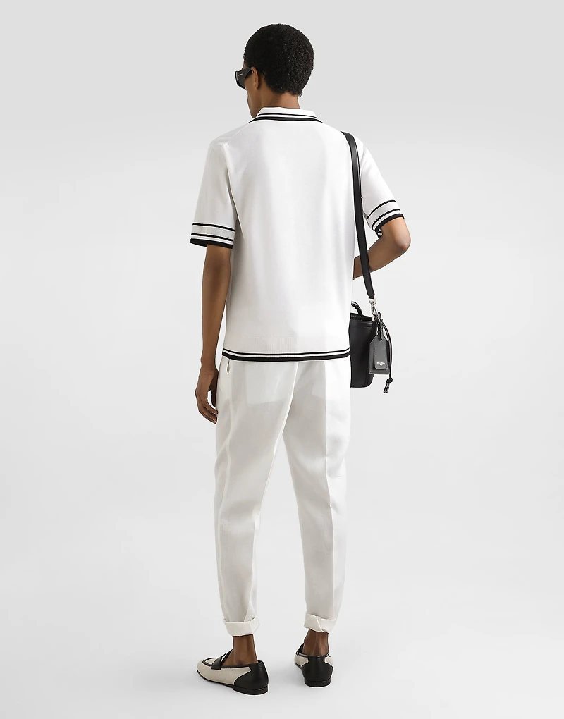 Silk piqué polo shirt