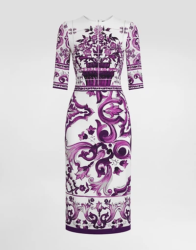 Majolica-print charmeuse dress