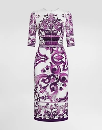 Majolica-print charmeuse dress