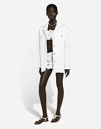 Short single-breasted brocade coat