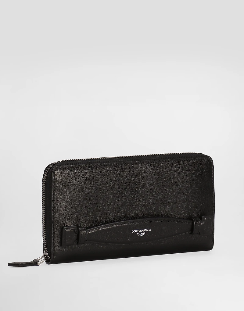 Zip-around calfskin wallet