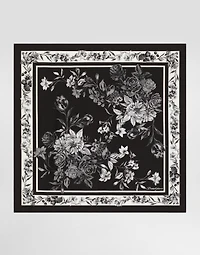 Flower bouquet-print silk scarf 70x70
