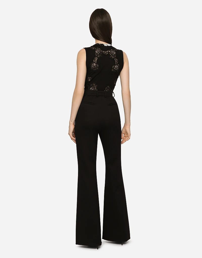 Cashmere and silk sweater with lace inlay
