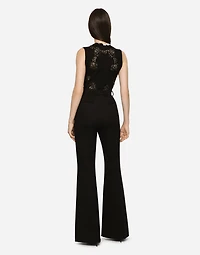 Cashmere and silk sweater with lace inlay