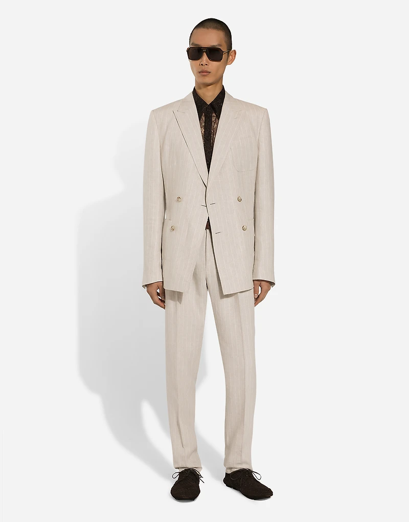 Pinstripe linen pants