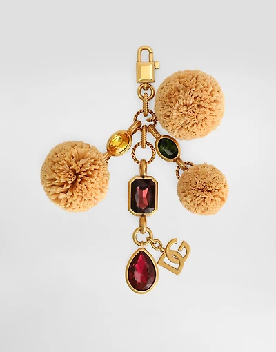 Metal and raffia keychain