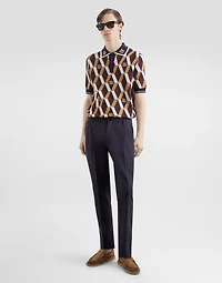 Silk jacquard polo shirt