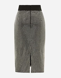 Calf-length crystal mesh skirt