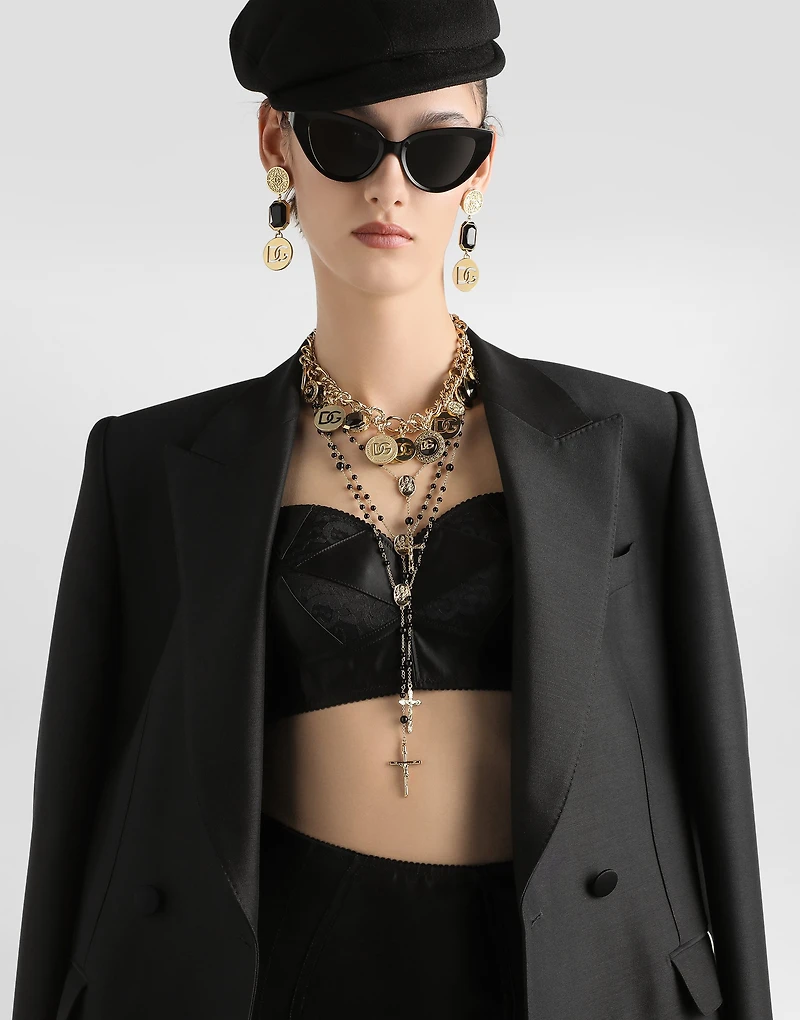 Double-breasted jacket faille