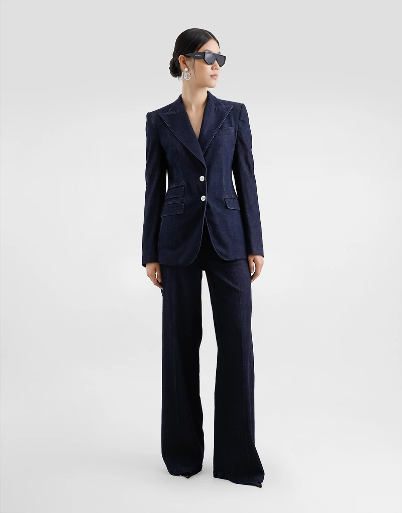 Silk denim palazzo pants