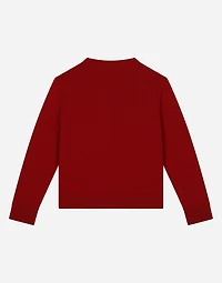 Wool cardigan with rose patch