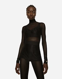 Tulle turtle-neck jumpsuit