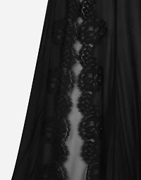 Long silk chiffon and Chantilly lace slip dress