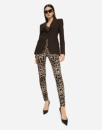 Jersey leggings with jacquard leopard design