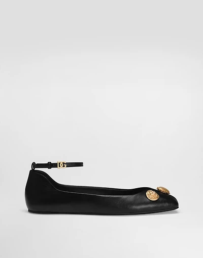 Leather ballet flats with embroidery