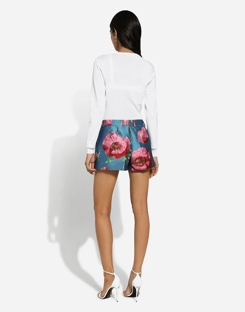 Silk round-neck cardigan