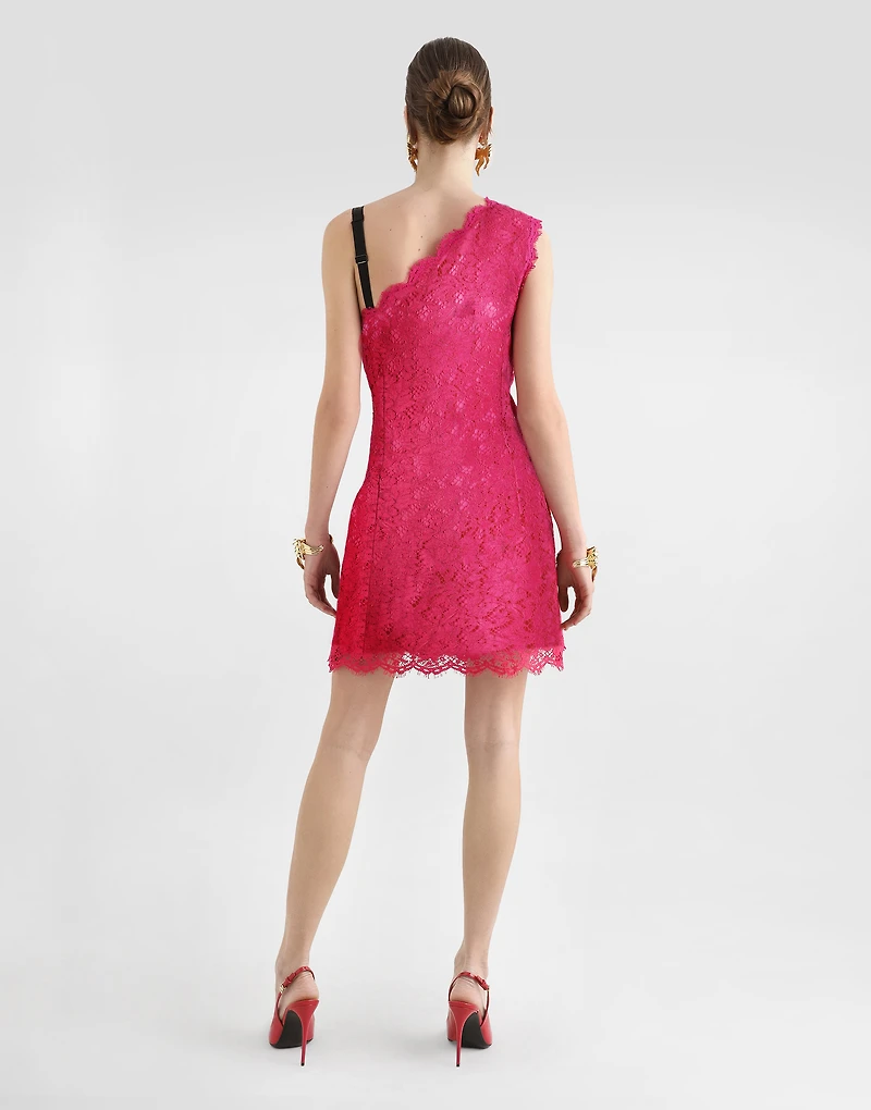 Floral cordonetto lace minidress with slit