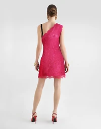 Floral cordonetto lace minidress with slit