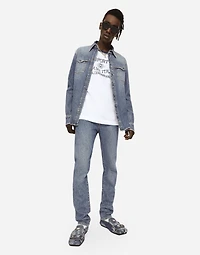 Light blue wash skinny stretch jeans