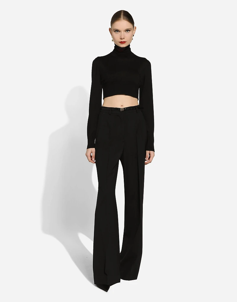 Twill palazzo pants
