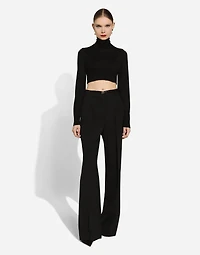 Twill palazzo pants