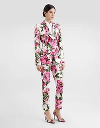 Cotton jacquard Turlington jacket with peony print