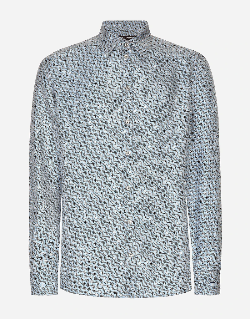 Silk Martini-fit shirt with tie print