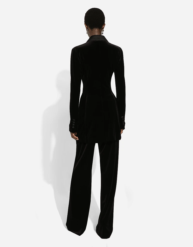 Double-breasted velvet Turlington jacket