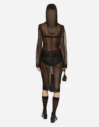 Marquisette midi pencil skirt