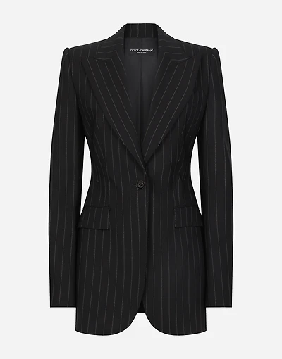 Single-breasted pinstripe wool Turlington jacket