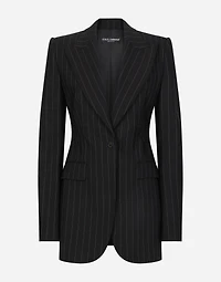 Single-breasted pinstripe wool Turlington jacket
