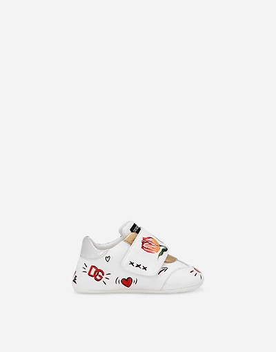 Printed lambskin low-top sneakers