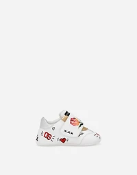 Printed lambskin low-top sneakers