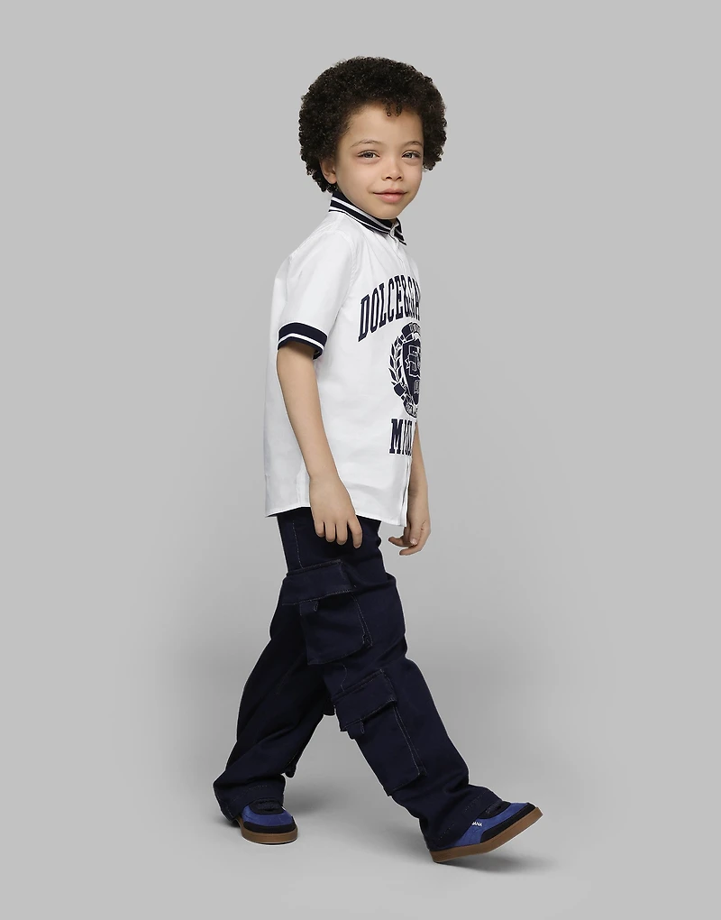 Poplin polo-shirt with Dolce&Gabbana logo