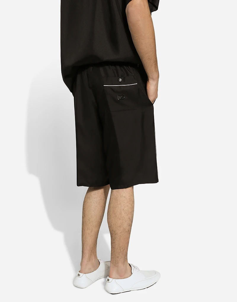 Embroidered silk jogging shorts