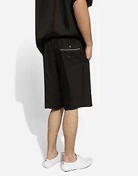 Embroidered silk jogging shorts