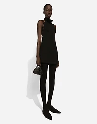 Short woolen dress with rear neckline