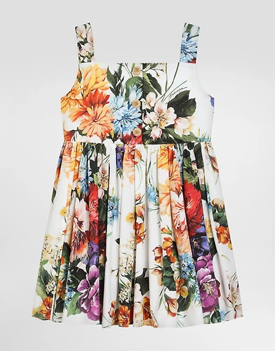 Flower-print poplin dress