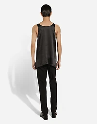 Embroidered silk singlet