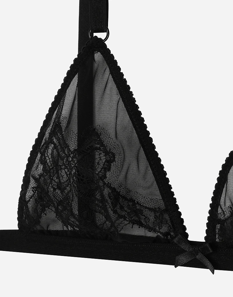 Lace and tulle soft-cup triangle bra