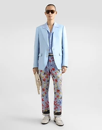 Sicilia single-breasted linen jacket