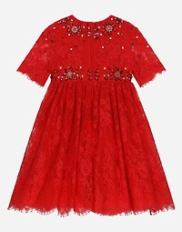 Chantilly lace dress with gemstones